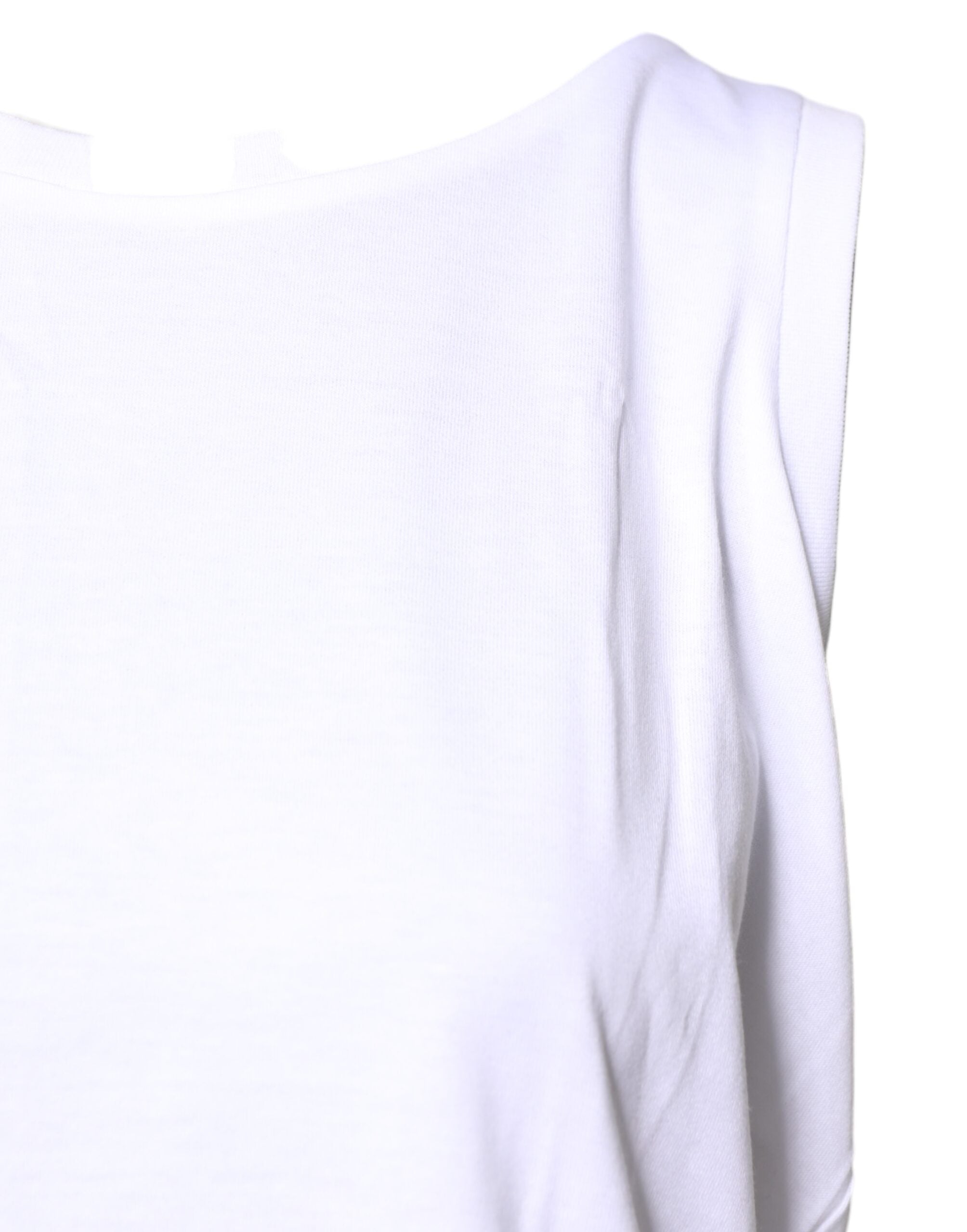 White Cotton Sleeveless Crew Neck T-shirt