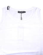 White Cotton Sleeveless Crew Neck T-shirt