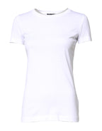 White Cotton Crew Neck Short Sleeves T-shirt