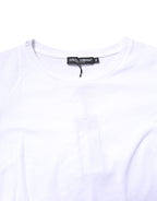 White Cotton Crew Neck Short Sleeves T-shirt