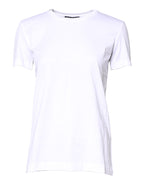 White Cotton Crew Neck Short Sleeves T-shirt