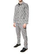Black White DG Print Cotton Pajama Set Sleepwear