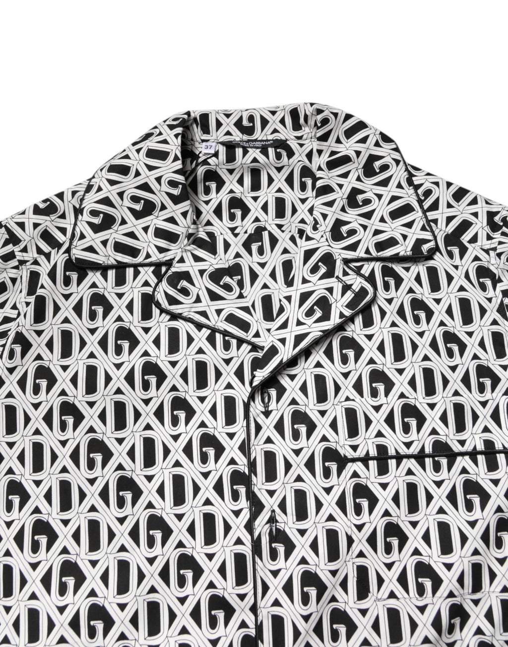 Black White DG Print Cotton Pajama Set Sleepwear