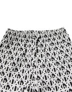 Black White DG Print Cotton Pajama Set Sleepwear