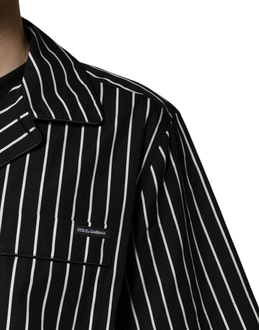 Black White Stripes Cotton Men Pajama Set Sleepwear