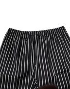 Black White Stripes Cotton Men Pajama Set Sleepwear