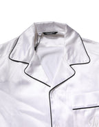 White Satin Silk Men Pajama Set Sleepwear