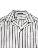 White Black Stripes Cotton Men Pajama Set Sleepwear