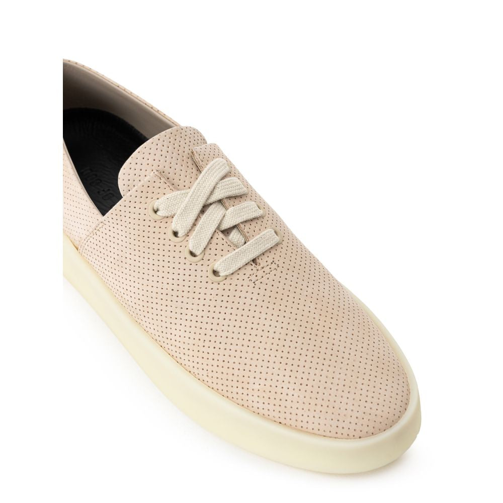 Beige Leather Low Top Sneakers