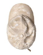 Beige Tattered Cotton 6 Panels Baseball Cap