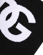 Black White Logo Print Knitted Neck Warmer Scarf