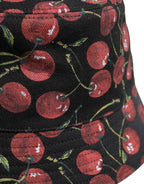 Black Cotton Printed Wide Brim Bucket Hat