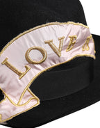 Black Logo Embroidered Women Wide Brim Hat