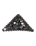 Black Lace Floral Applique Cotton Veil Hat