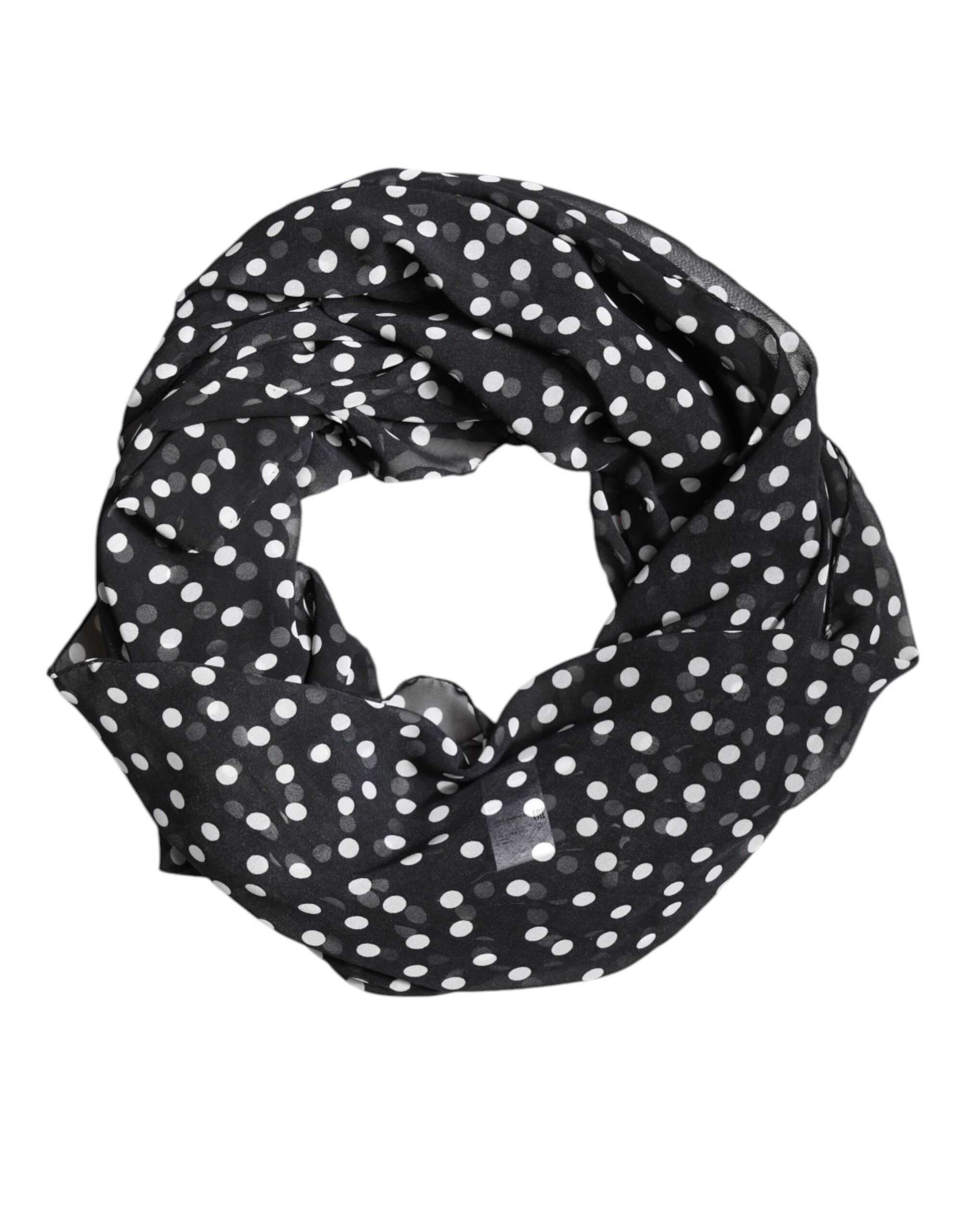 Black Polka Dots Polyester Wrap Shawl Scarf