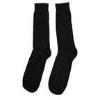 Black Solid Cotton Mid Calf Men Socks