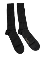 Black Stretch Logo Mid Calf Men Socks