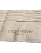 Beige Cotton Stretch Logo Mid Calf Socks