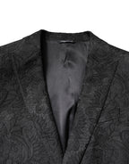 Black Floral Jacquard Coat Jacket Blazer