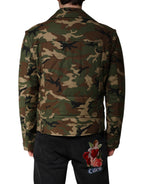 Multicolor Camouflage Nylon Biker Jacket