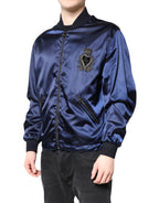 Blue Nylon DG Crown Full Zip Bomber Jacket