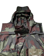 Multicolor Camouflage Button Hooded Jacket