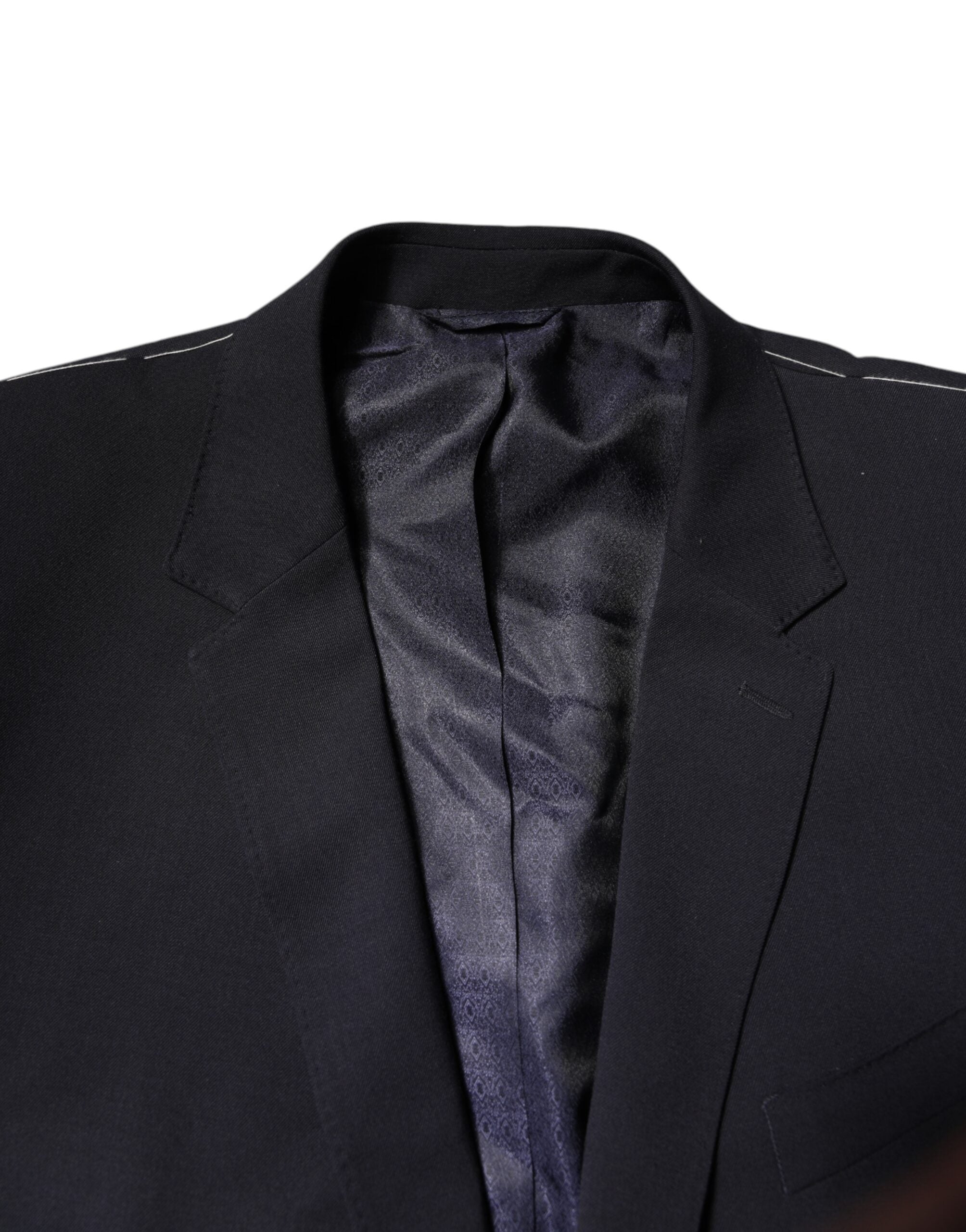 Dark Blue Wool Single Breasted Coat Blazer