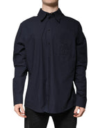 Dark Blue Cotton Long Sleeve Shirt
