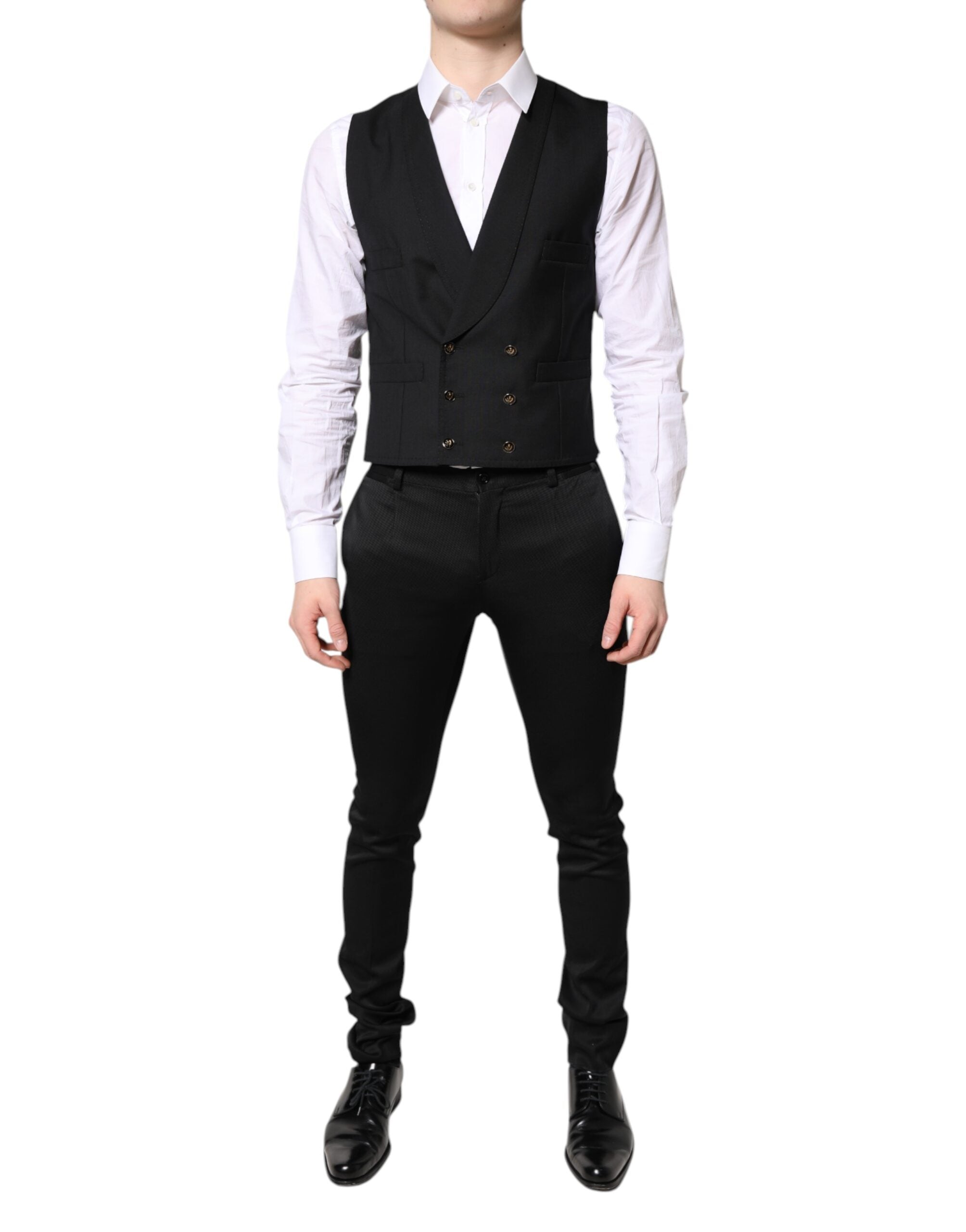 Black Single Breasted Formal Blazer with Vest