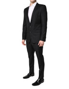 Black Wool Single Breasted 2 Piece Suit