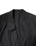 Black Cotton Single Breasted 2 Piece Suit