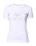 White Cotton Floral Logo Crew Neck T-shirt