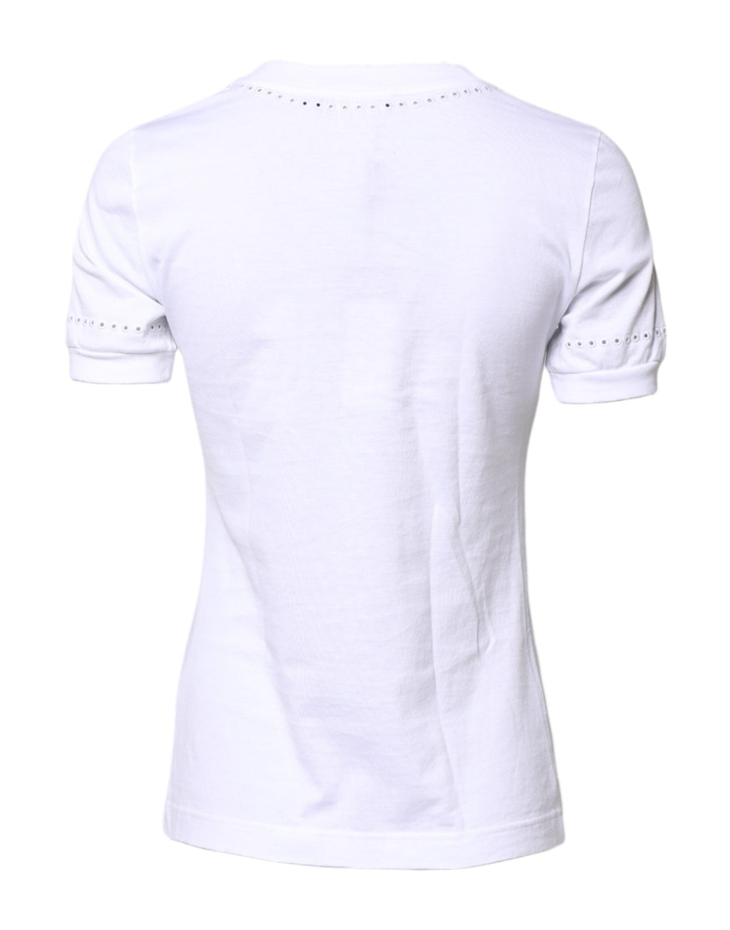 White Cotton Floral Logo Crew Neck T-shirt