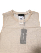 Ivory Nylon Logo See Through Sleeveless Tank Top