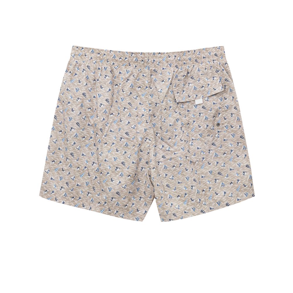 Beige Polyester Swim Shorts