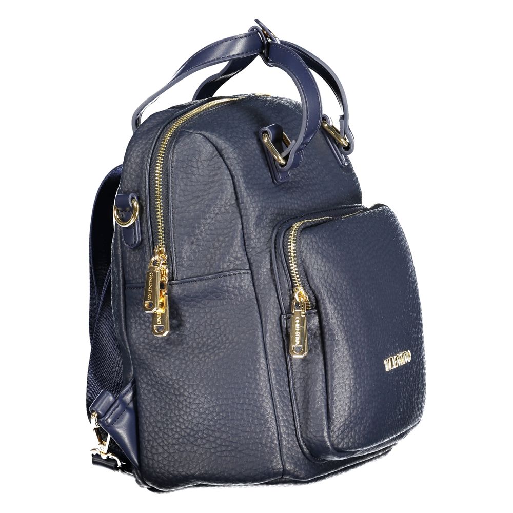 Blue Polyurethane Women Backpack