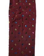 Maroon Nylon Crystal Embellished Pantyhose Tights