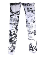 White Graffiti Cotton Over Calf Stockings Socks