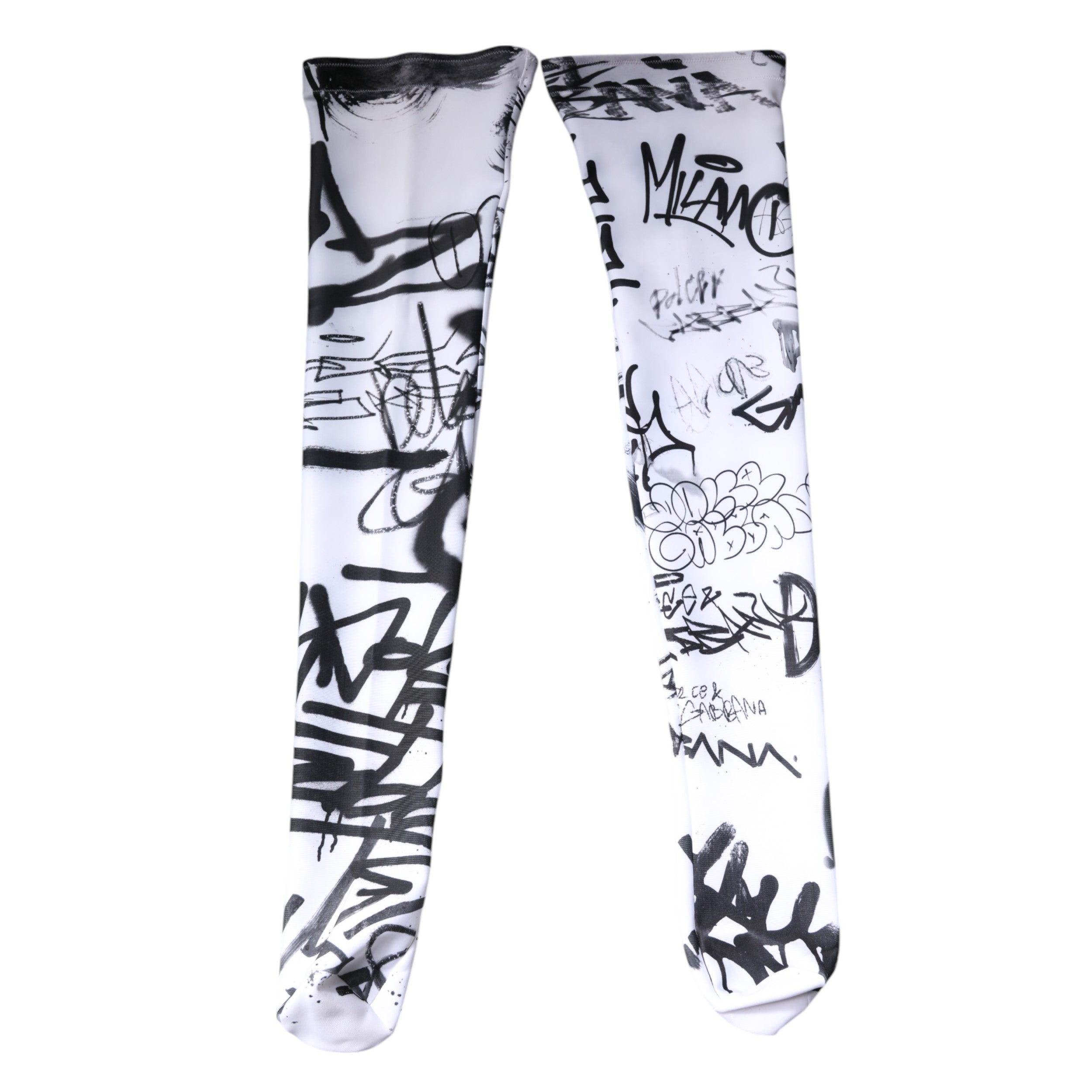 White Graffiti Cotton Over Calf Stockings Socks