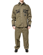 Brown Cotton Stretch Shirt Pants Casual Set