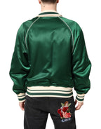 Green Floral DG Logo Full Zip Bomber Jacket