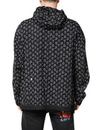 Black Heart Print Hooded Windbreaker Jacket
