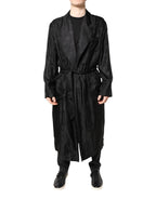 Black Silk DG Logo Men Wrap Robe Coat Jacket