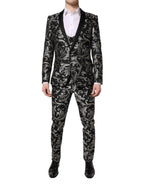 Black Gray MARTINI Jacquard Men 3 Piece Suit