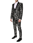 Black Gray MARTINI Jacquard Men 3 Piece Suit