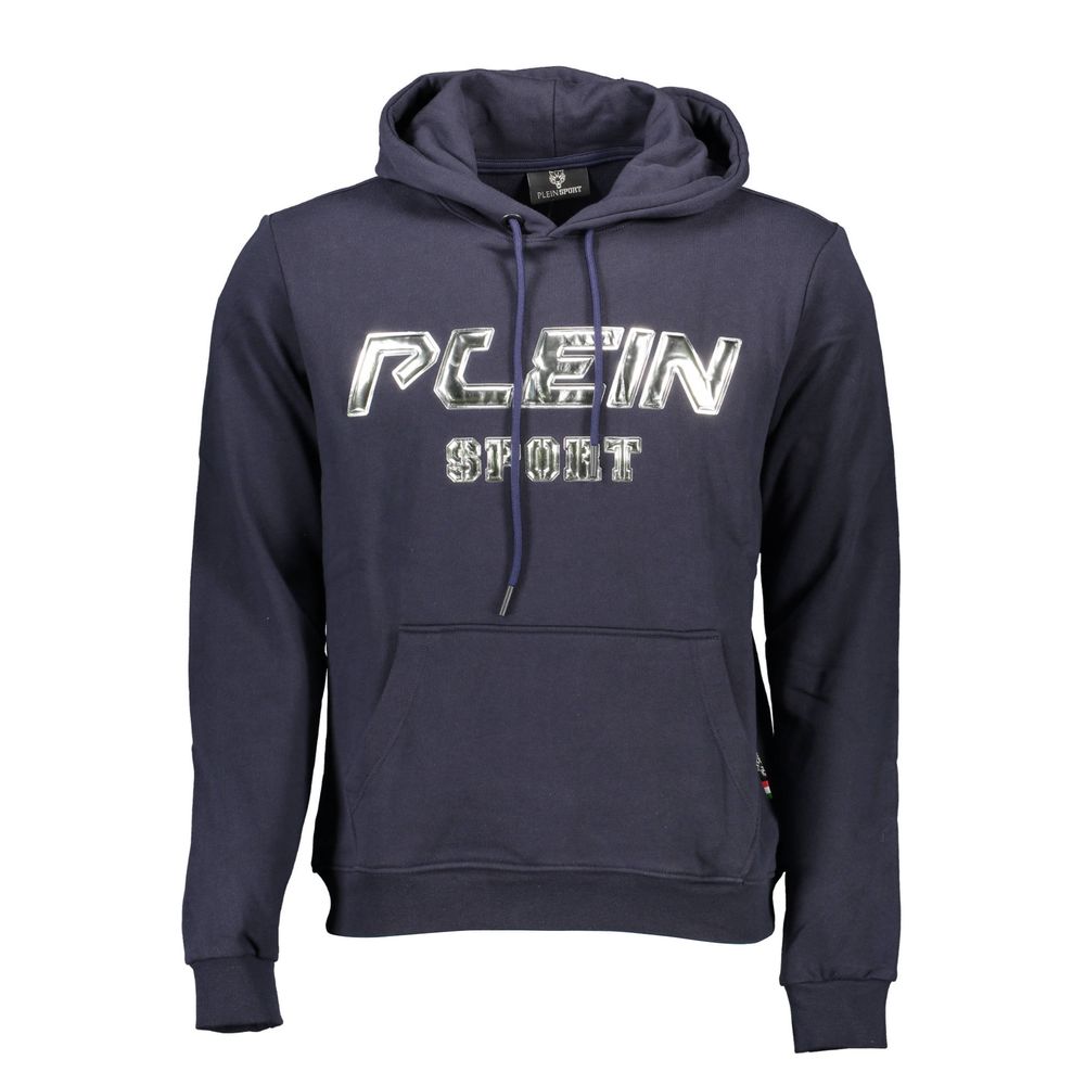 Blue Cotton Men's Hooded Sweatshirt