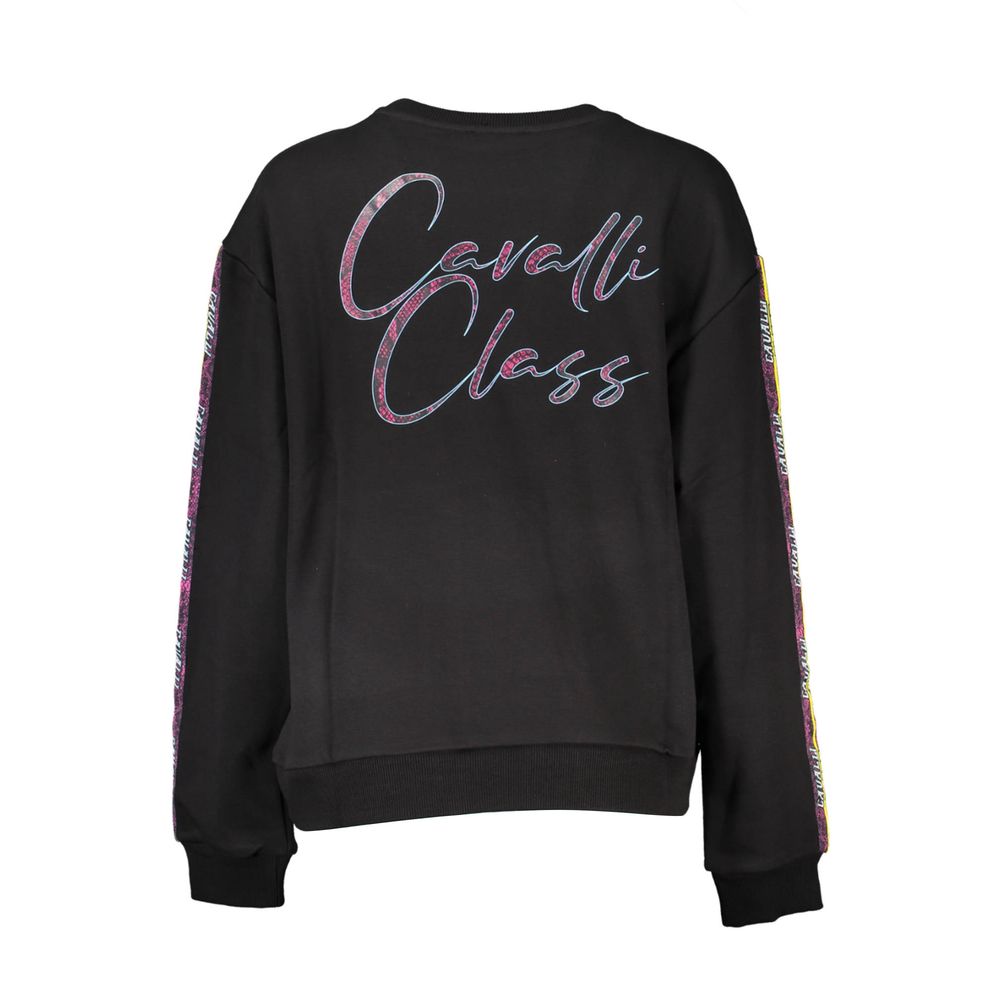 Black Cotton Women Sweatshirt