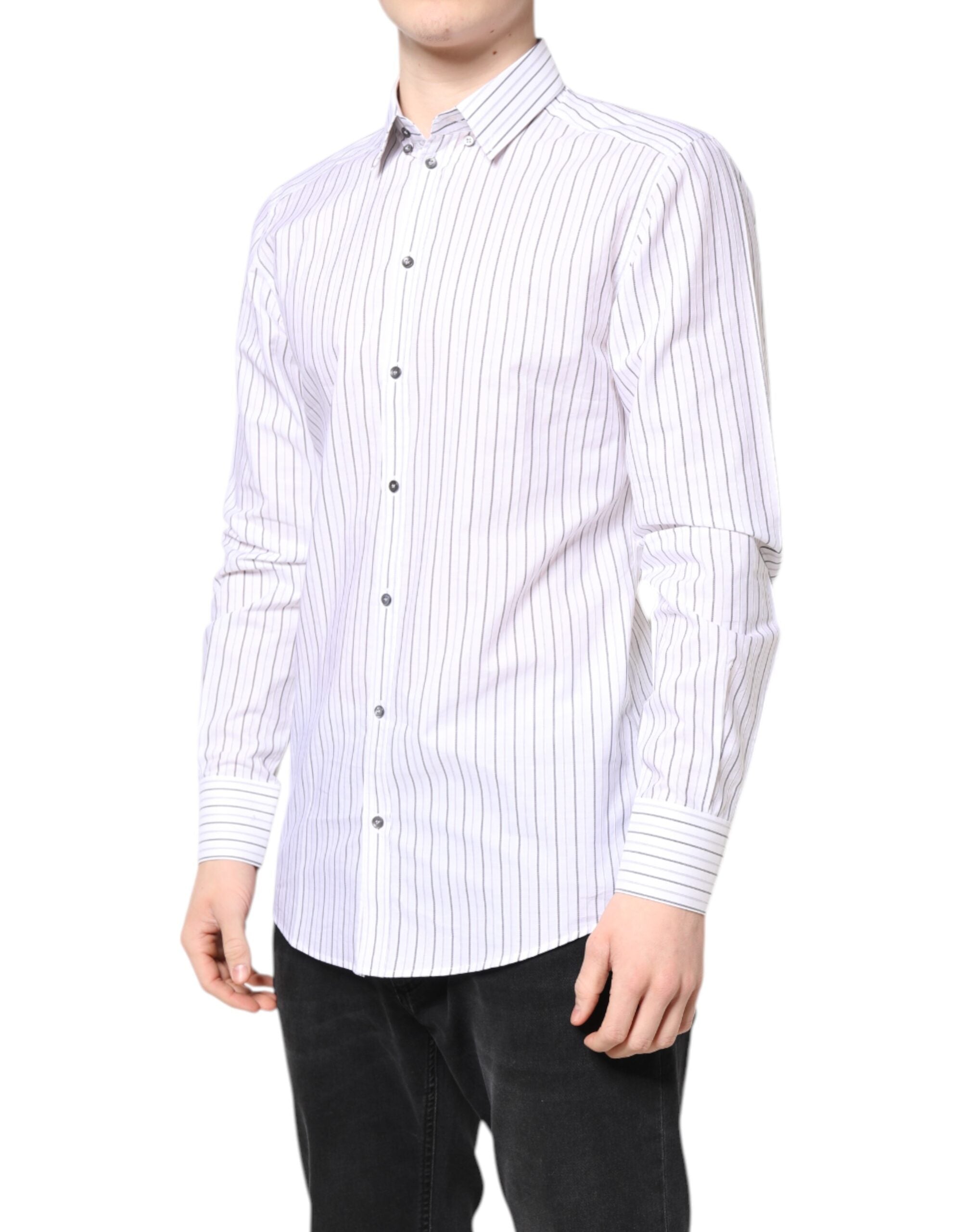 White Stripes Cotton GOLD Formal Dress Shirt