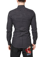 Black Polka Dot Long Sleeves Gold Formal Shirt