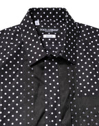 Black Polka Dot Long Sleeves Gold Formal Shirt